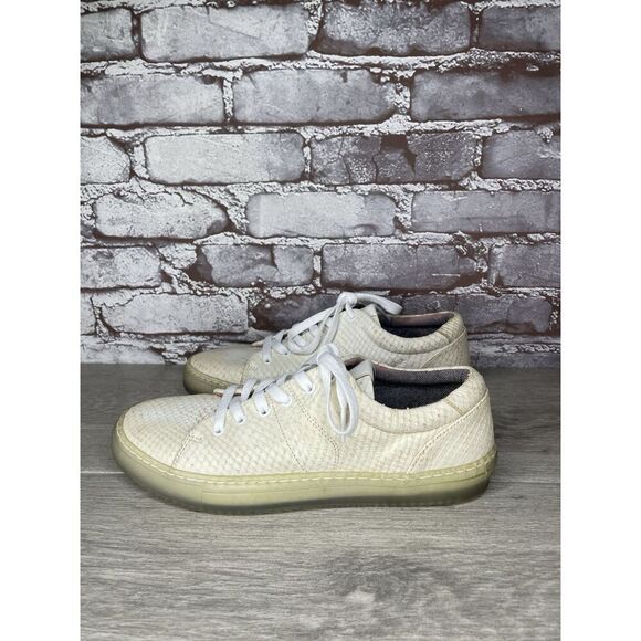 Massimo Dutti White Leather Snake Skin Embossed Trainers Shoes Women Sz 39EU/8.5 - Picture 1 of 16